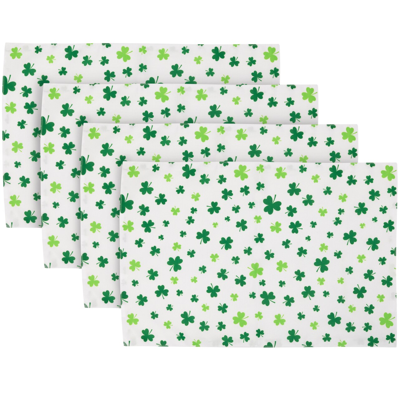 Northlight Shamrock St. Patrick's Day Placemats - 18" - White and Green - Set of 4